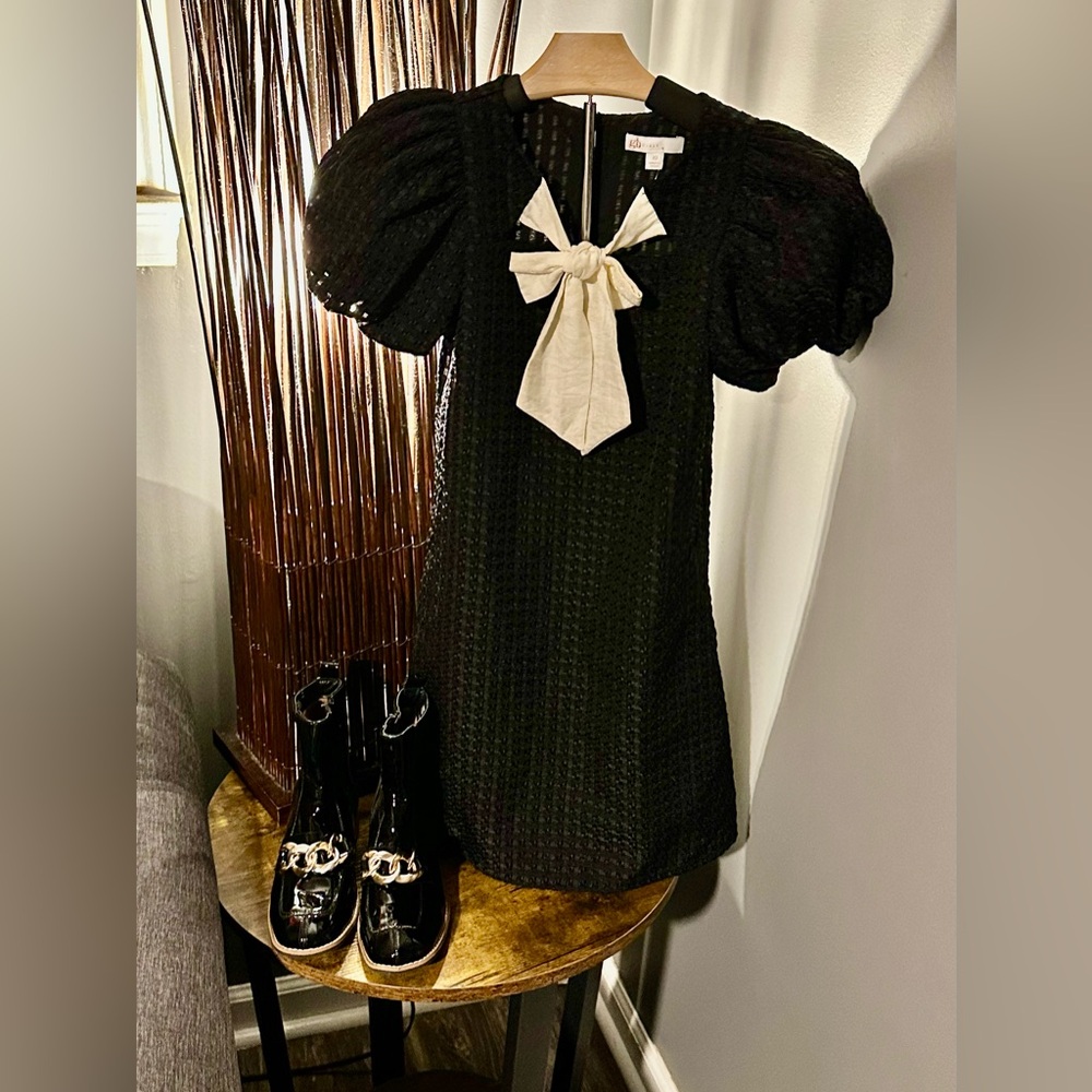 GB Girls Black Cocktail Dress with Square Neckline
